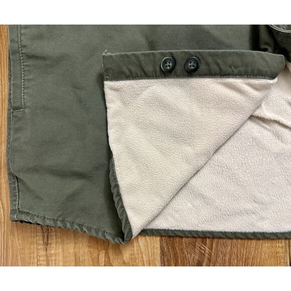 Cabela's Mens Sherpa Fleece Lined Canvas Shacket Large Olive Green Jacket EUC - Picture 11 of 14